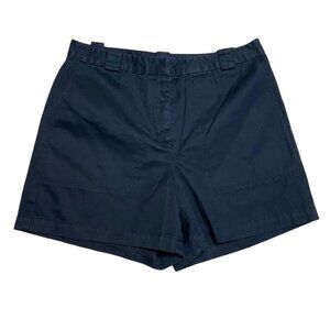 Ann Taylor Womens 6 Black Khaki Chino Shorts Hook Bar Closure Slash Pockets